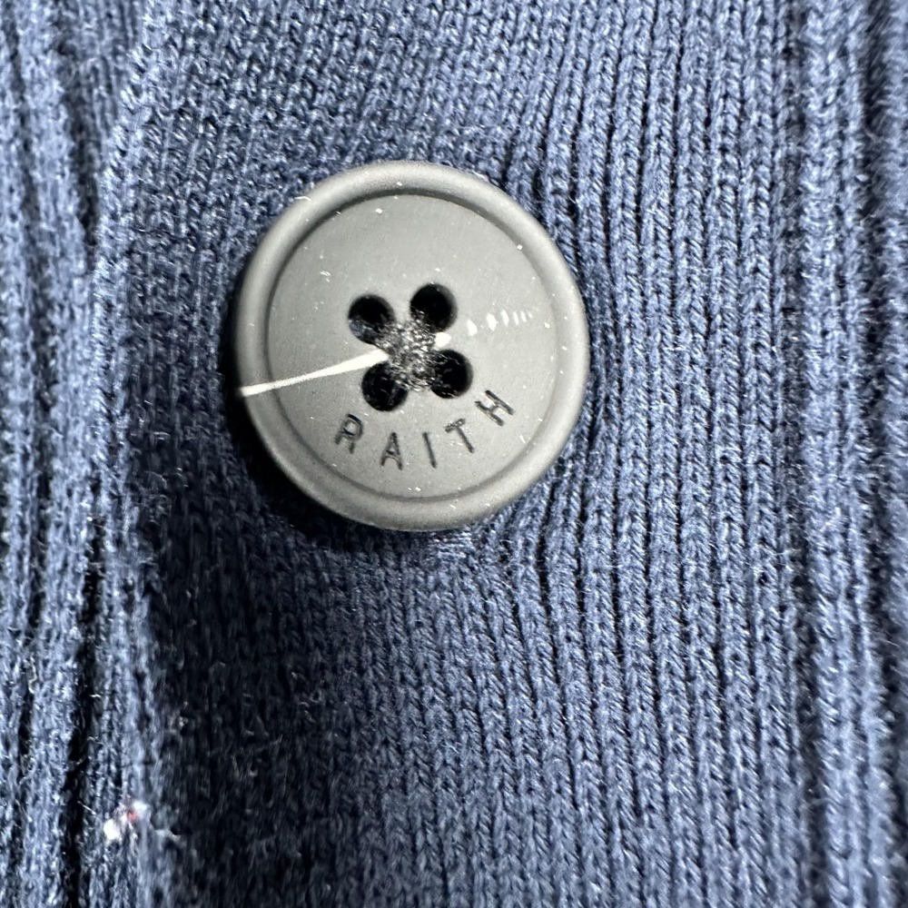 RAITH Cardigan Sweater Mens Large Blue 100% Cotton Button Front Knit Pockets - Picture 4 of 16